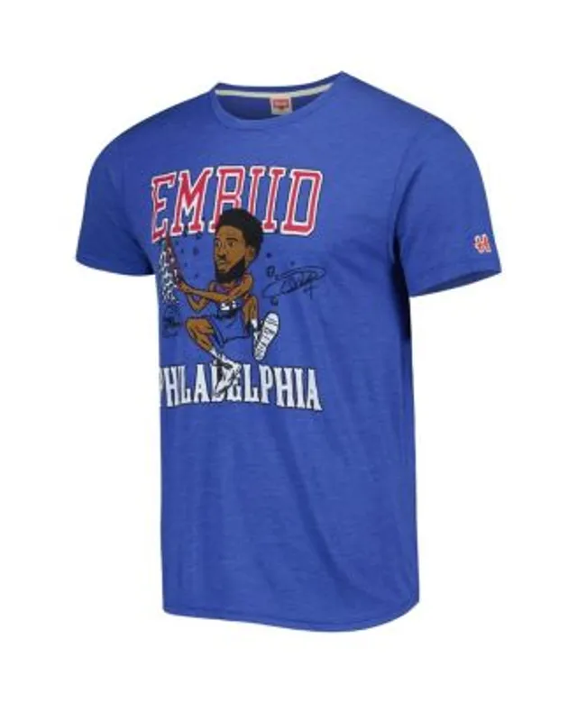 Men's Homage Tyrese Maxey Gray Philadelphia 76ers Caricature Tri-Blend T-Shirt Size: Extra Large