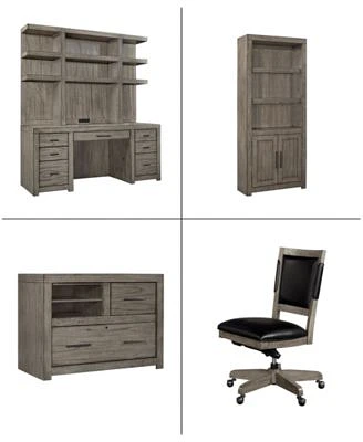 Modern Loft 6PC Credenza Set (Credenza, Hutch, 2 Door Bookcases, Office Chair, Combo File)