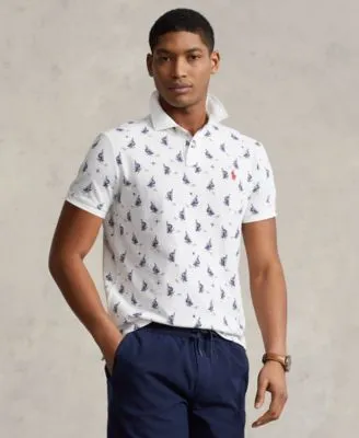 Men's Classic-Fit Printed Mesh Polo Shirt