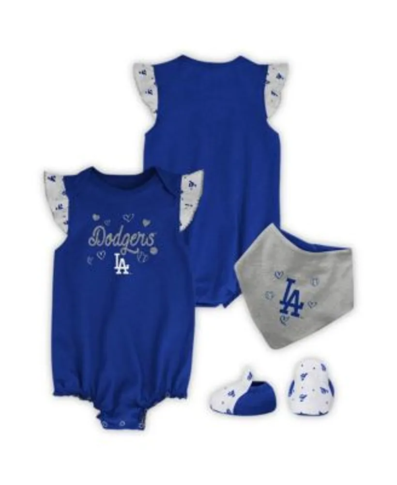 Los Angeles Dodgers Girls Newborn & Infant 3-Piece Home Plate Bodysuit, Bib  & Booties Set - Royal