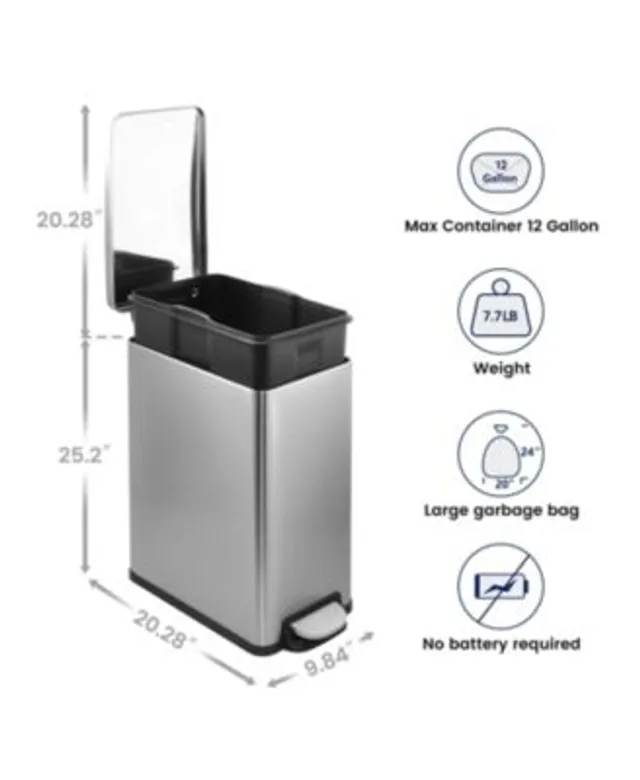 10 Liter Rectangular Bathroom Slim Stainless Steel Trash Can-Mega Casa