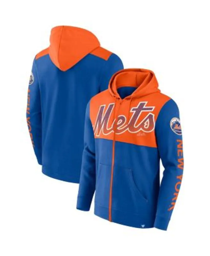 New York Mets Mitchell & Ness Fleece Full-Zip Hoodie - Royal/Orange