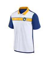 Nike Men's White, Royal Milwaukee Brewers Rewind Stripe Polo Shirt