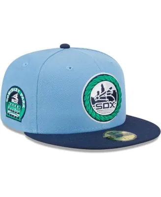 New Era Men's Navy Cincinnati Reds Cooperstown Collection Oceanside Green  Undervisor 59FIFTY Fitted Hat