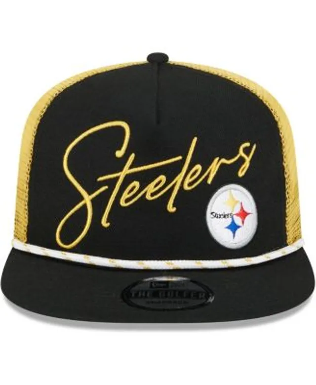 New Era Men's Black Pittsburgh Steelers Script Trucker 9FIFTY Snapback Hat  - Macy's