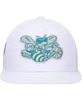 Mitchell & Ness White/Teal Charlotte Hornets Hardwood Classics Snapback Hat