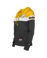 Pittsburgh Steelers New Era Colorblock Throwback Pullover Hoodie -  Black/Gold