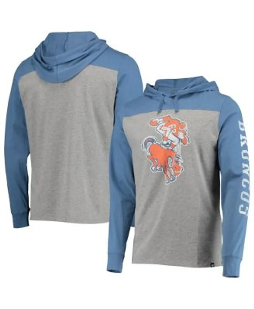 Men's Fanatics Branded Heather Gray Denver Broncos Primary Logo Long Sleeve Hoodie T-Shirt