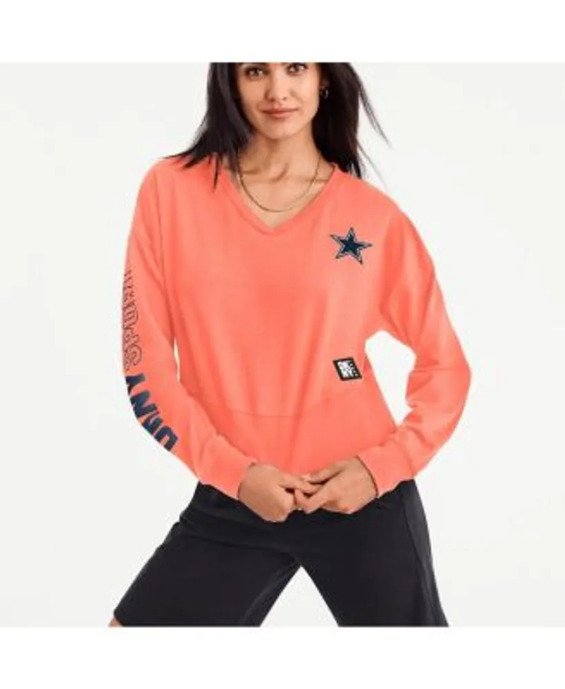 Women's Dallas Cowboys DKNY Sport Coral Lily V-Neck Pullover Sweatshirt