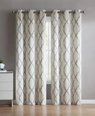Lush Decor Luxury Vintage Velvet and Sheer with Border Pompom Trim Window Curtain Panel Single - 84 x 42 - Ivory/Ivory