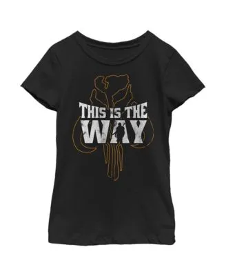 Disney Lucasfilm Girl's Star Wars: The Mandalorian Child and Bounty Hunter  Silhouette Desert T-Shirt