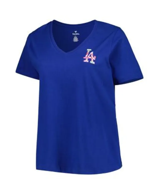 Los Angeles Dodgers Women's Plus Size Cloud V-Neck T-Shirt - Royal