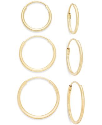 Polished Hoop Earring Set in 10k Gold
