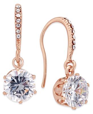 Rose Gold-Tone Cubic Zirconia Drop Earrings, Created for Macy's 