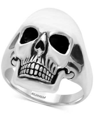 EFFY® Men's Skull Ring in Sterling Silver and Black Rhodium-Plate