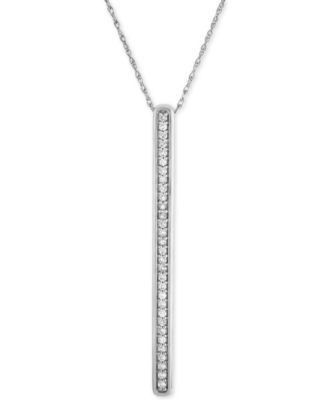 Diamond Stick Pendant Necklace (1/6 ct. t.w.) in Sterling Silver