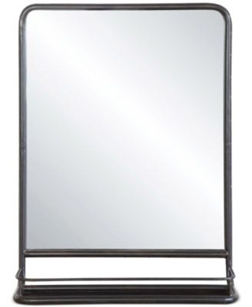 Metal-Framed Mirror with Shelf