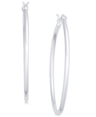 Large Skinny Hoop Earrings in Sterling Silver, 1.6", Created for Macy's