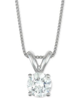 Diamond Solitaire 18" Pendant Necklace (1/2 ct. t.w.) in 14k White Gold