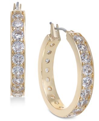 Gold-Tone Crystal Small Hoop Earrings  s, Created for Macy's