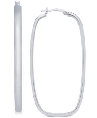 Large Rectangular Hoop Earrings in Sterling Silver