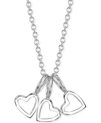 Triple Heart Charms Pendant Necklace, 18"