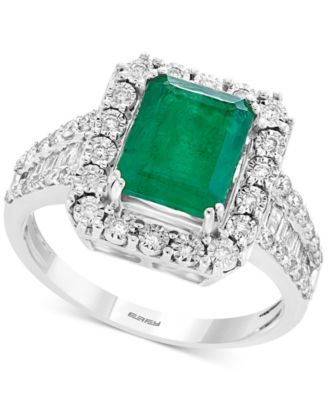 Brasilica by EFFY® Emerald (2-1/5 ct. t.w.) & Diamond (1/2 Ring 14k White Gold Yellow