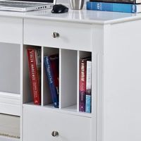 Home Office Deluxe White Wood Storage Computer Desk with Hutch