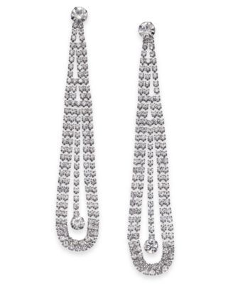 Silver-Tone Crystal Pendulum Linear Drop Earrings, Created for Macy's