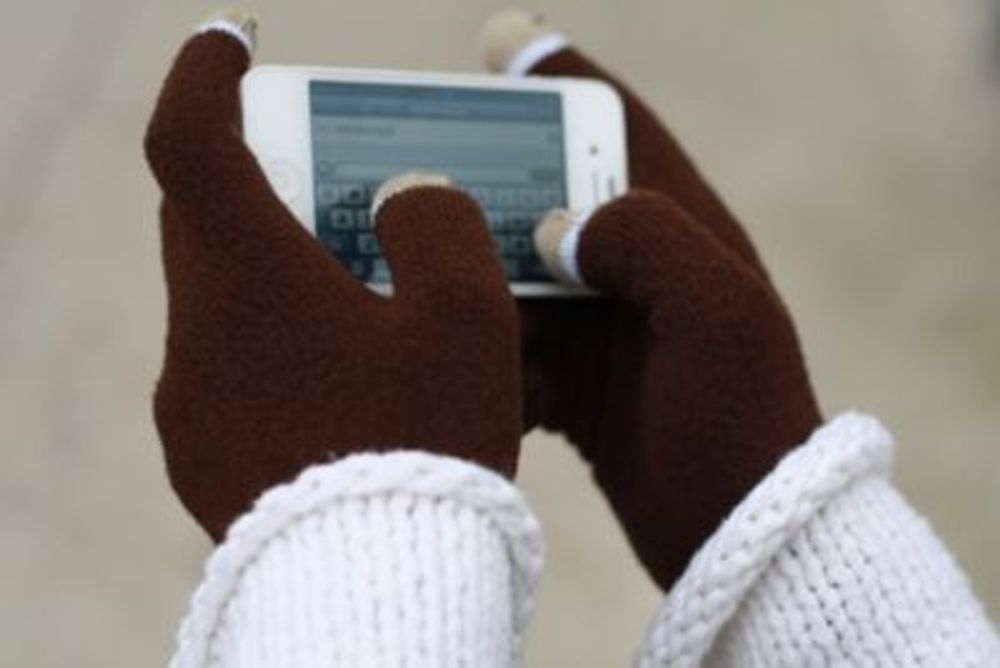 Micro Velvet Brown Touch Screen Gloves With Glow Tips