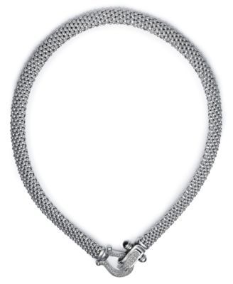 Diamond Horseshoe Link Mesh 17" Collar Necklace (5/8 ct. t.w.) Sterling Silver or 14k Gold-Plated