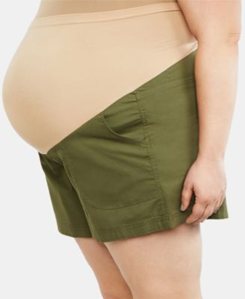 Plus Size Secret Fit Belly® Poplin Maternity Shorts 