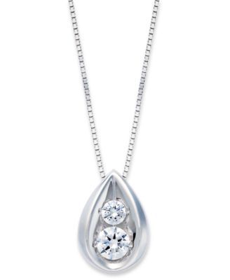 Diamond Teardrop Pendant Necklace 14k Yellow or White Gold (1/4 ct. t.w.)
