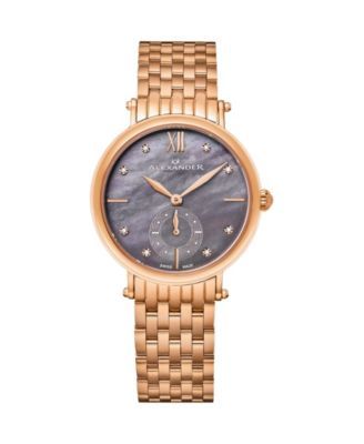 Alexander Watch AD201B-04, Ladies Quartz Small-Second Watch with Rose Gold Tone Stainless Steel Case on Rose Gold Tone Stainless Steel Bracelet