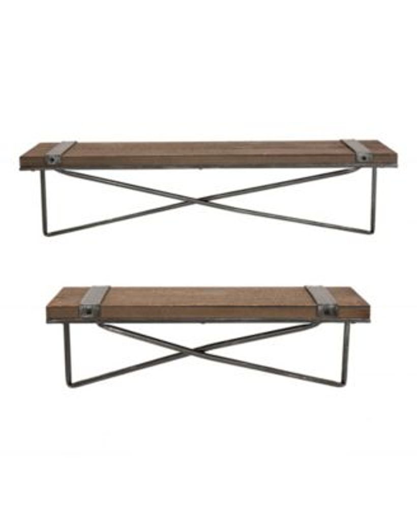 Farmhouse Metal and Wooden Wall Shelf