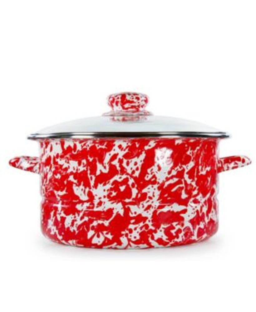 Golden Rabbit Red Swirl Enamelware Dutch Oven