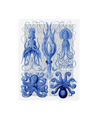 Fab Funky Octopus and Squid, Blue Canvas Art