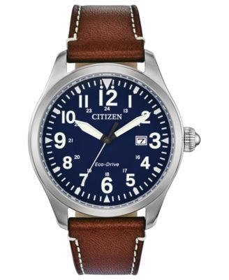 Eco-Drive Men's Chandler Brown Leather Strap Watch 42mm