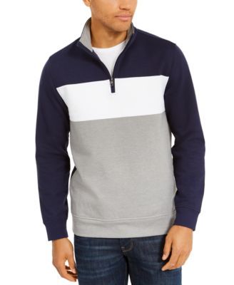Men's Colorblocked Quarter-Zip Fleece Sweatshirt, Created for Macy's