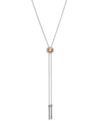 Two-Tone Hematite-Pavé & Chain Tassel Reversible Lariat Necklace, 33" + 2" extender