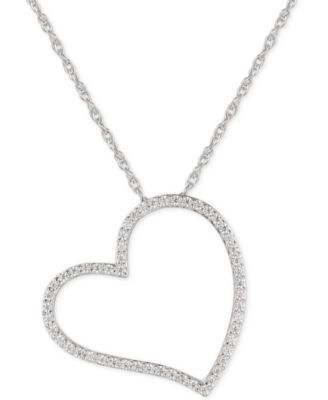 Cubic Zirconia Heart 16" Pendant Necklace in Sterling Silver