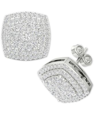 Diamond Square Cluster Stud Earrings (1/2 ct. t.w.) in Sterling Silver