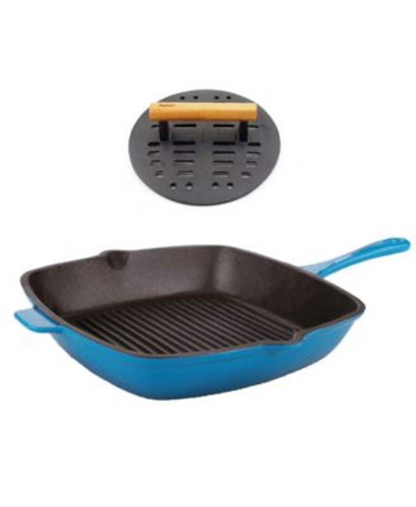 Neo 2-Pc. Cast Iron Set: 11" Grill Pan and with Slotted Steak Press
