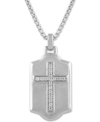Men's Diamond Cross 22" Pendant Necklace (1/4 ct. t.w.) in Sterling Silver
