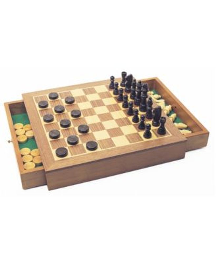 Hey! Play! 3-in-1 Deluxe Wooden Chess, Backgammon and Chess Set