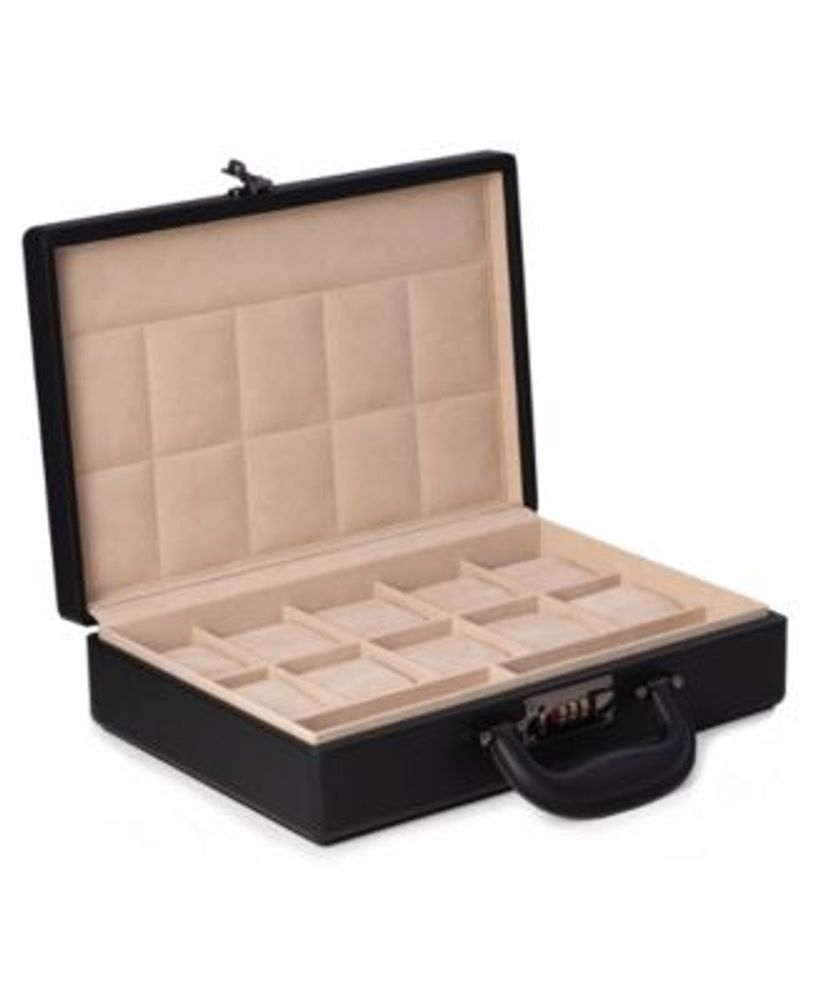 Ten Watch Storage Box Briefcase with Handle and Combination Lock