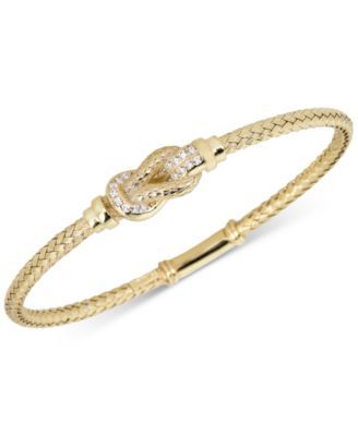 Diamond Interlocking Braided Bangle Bracelet (1/5 ct. t.w.) in 14k Gold-Plated Sterling Silver