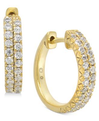 Diamond Small Hoop Earrings (1/2 ct. t.w.) in 14k Gold, 0.53"