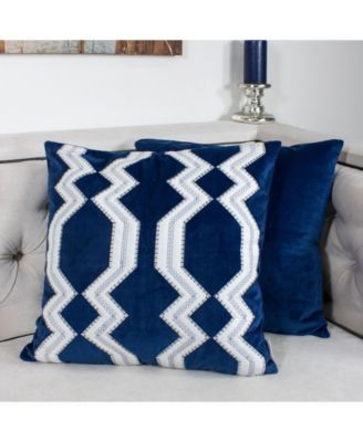 Vivian Applique Velvet Square Decorative Throw Pillow