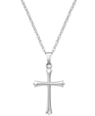 Sterling Silver Necklace, Pointed Tip Cross Pendant